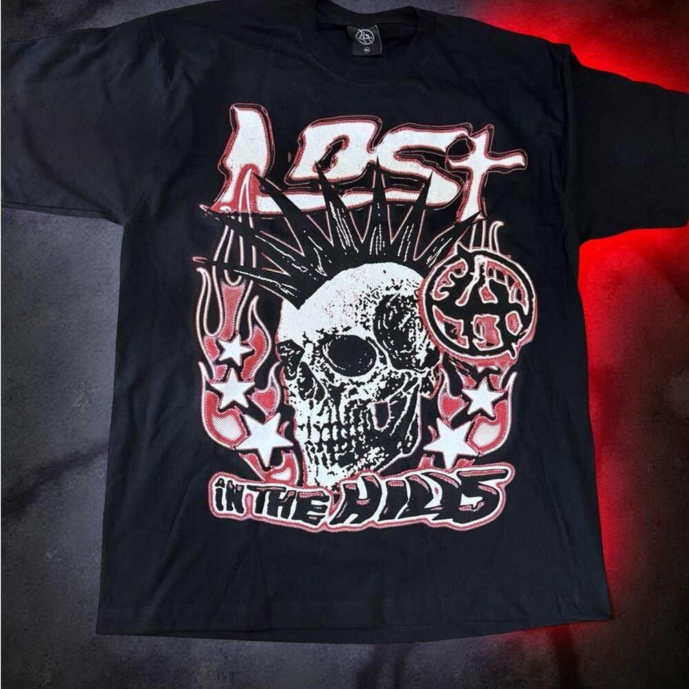 The Lost in the Hills Spike Skull T-Shirt Men’s XL Black Graphic Tee USA